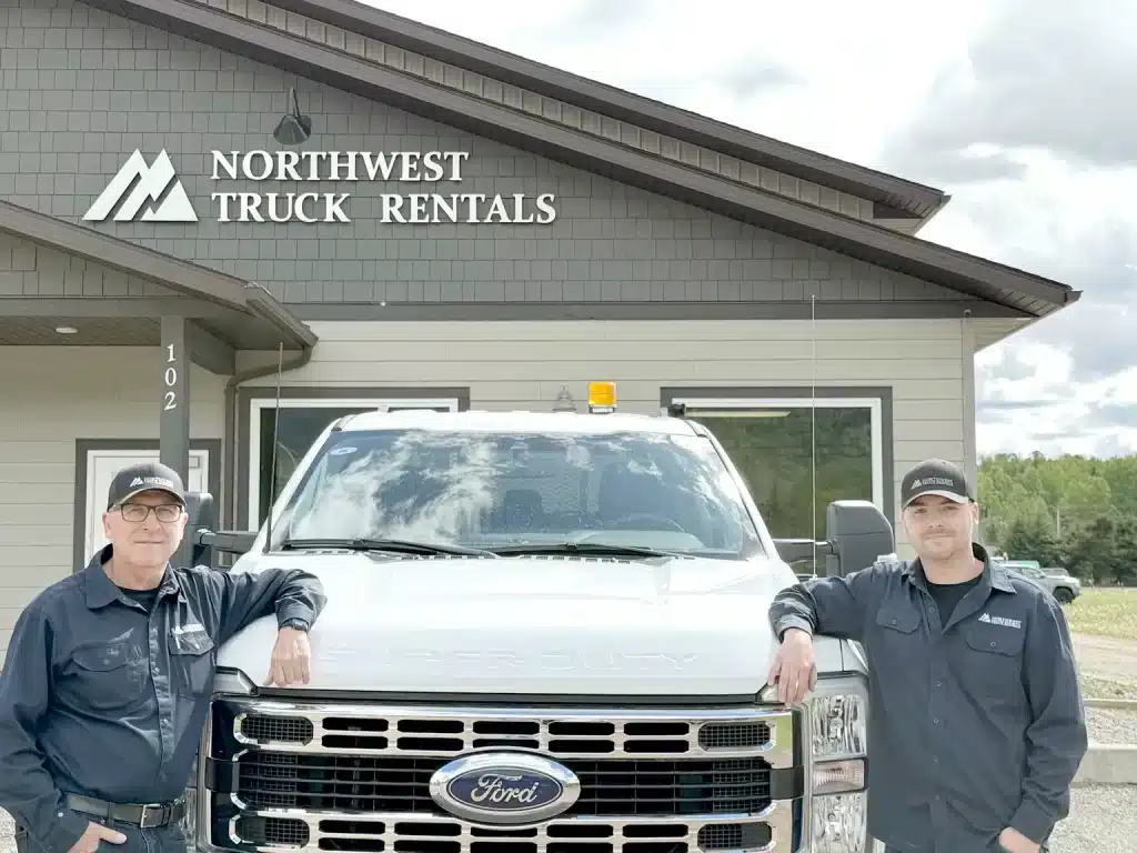 Northwest Truck Rentals team with a work truck outside the Smithers office